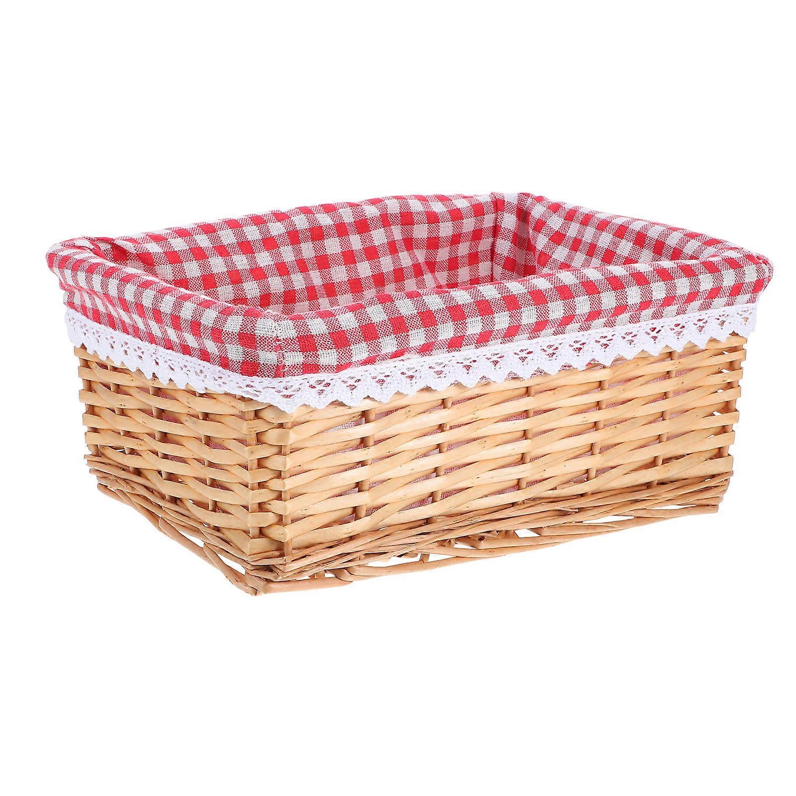 2Pcs Willow Storage Basket with Liners for Shelves Decorative Use
