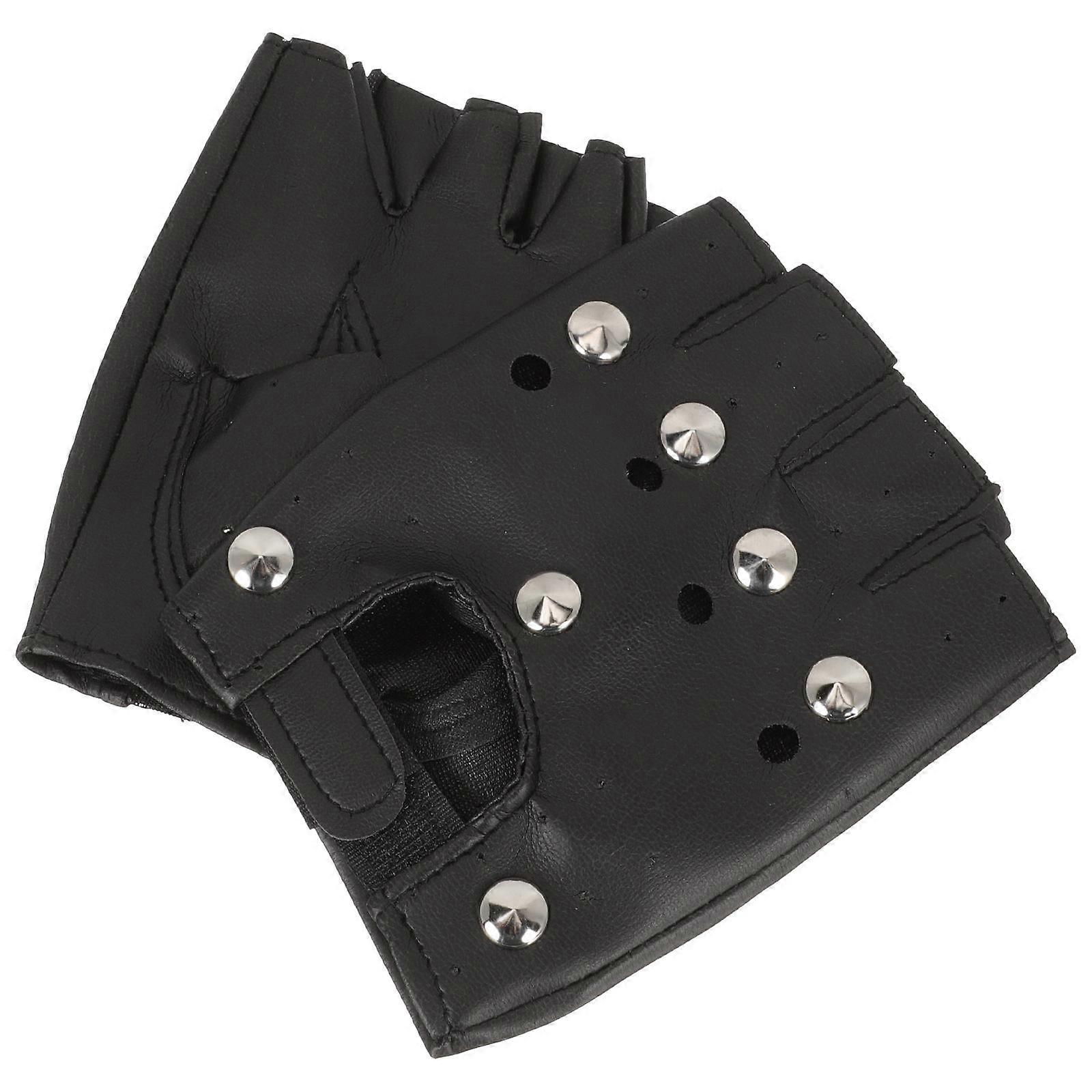 Black Fingerless Gloves Men Riding Gloves for Protection Use 2Pairs Outdoor