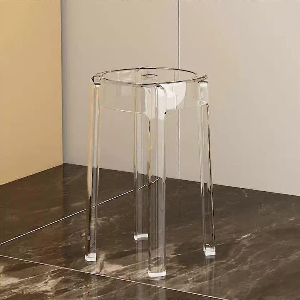 Transparent Acrylic Bar Stools Set Of 2 46 Cm Height Stackable Backless Modern Clear Dining Room Cafe Decor Home Use