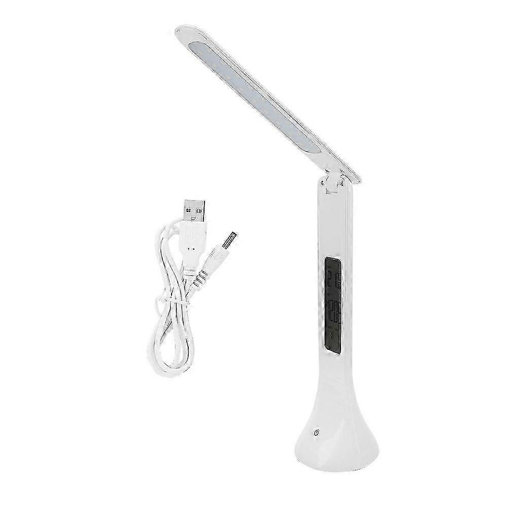 Rechargeable Adjustable Foldable Table Lamp Light with Clock Thermometer