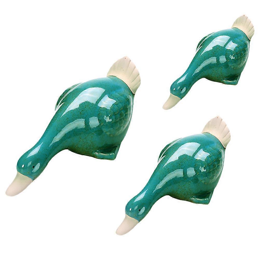Drinking Water Ceramic Duck Ornaments 3Pcs Chic Household Statue Crafts