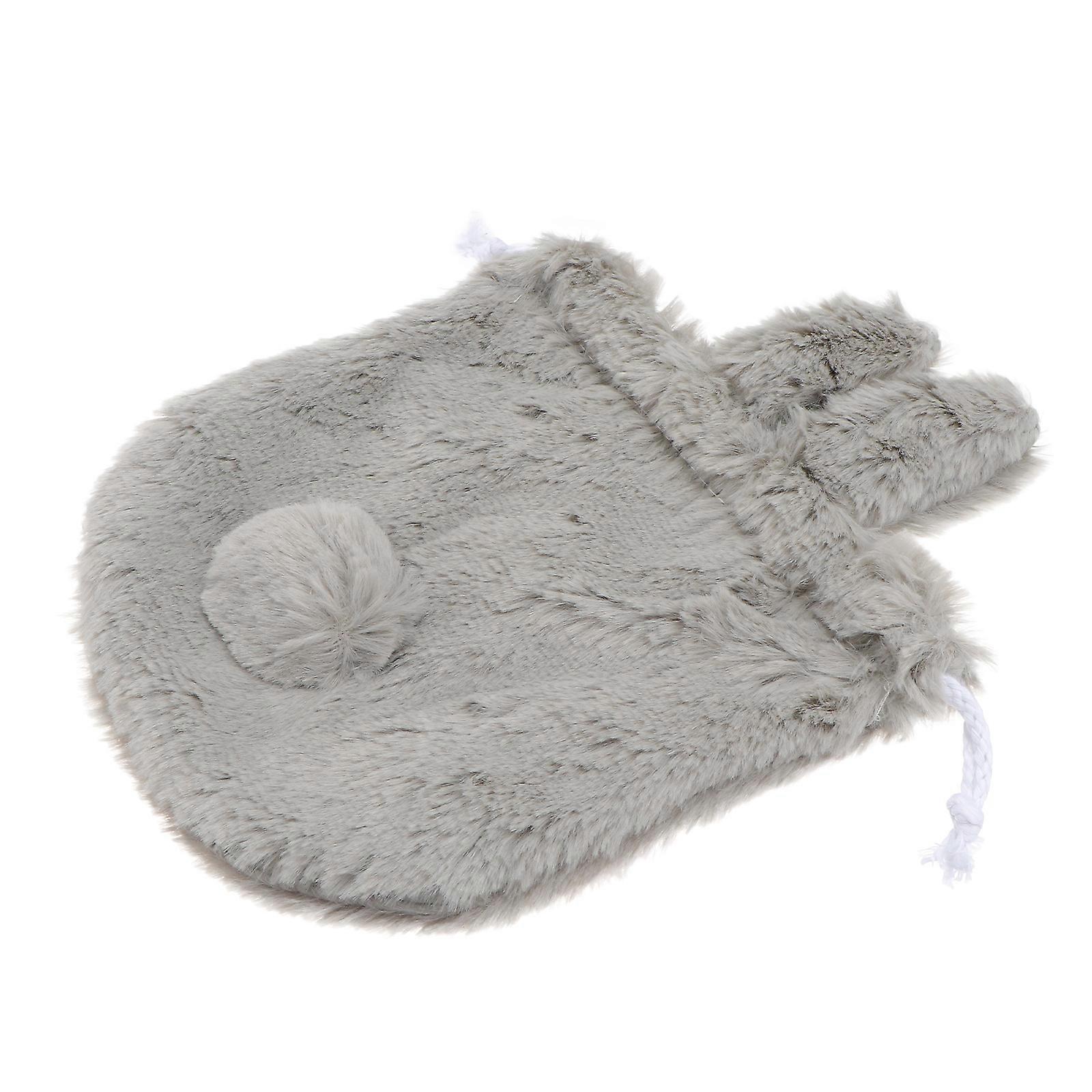 Bunny Drawstring Bag Plush Pouch Makeup Pouch Grey 25x18x1cm Drawstring Closure 1Set