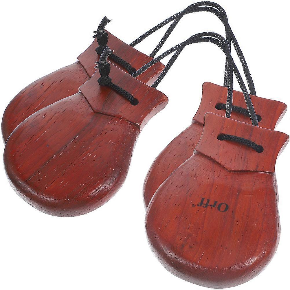 Spanish Handheld Castanets Musical Instruments For Adults 8.00X6.00X1.00CM Brown Traditional Design Enhancing Performance 2Pcs