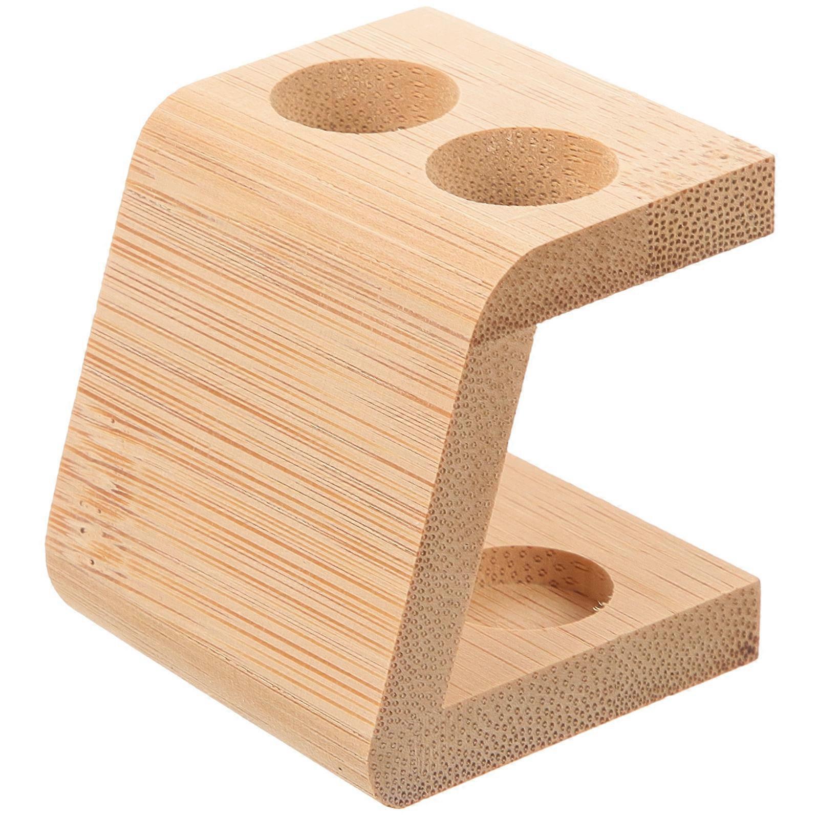 Round Base Bamboo Brush Holder For Makeup And Pens 4.8X4.5cm Sturdy Structure 1Set