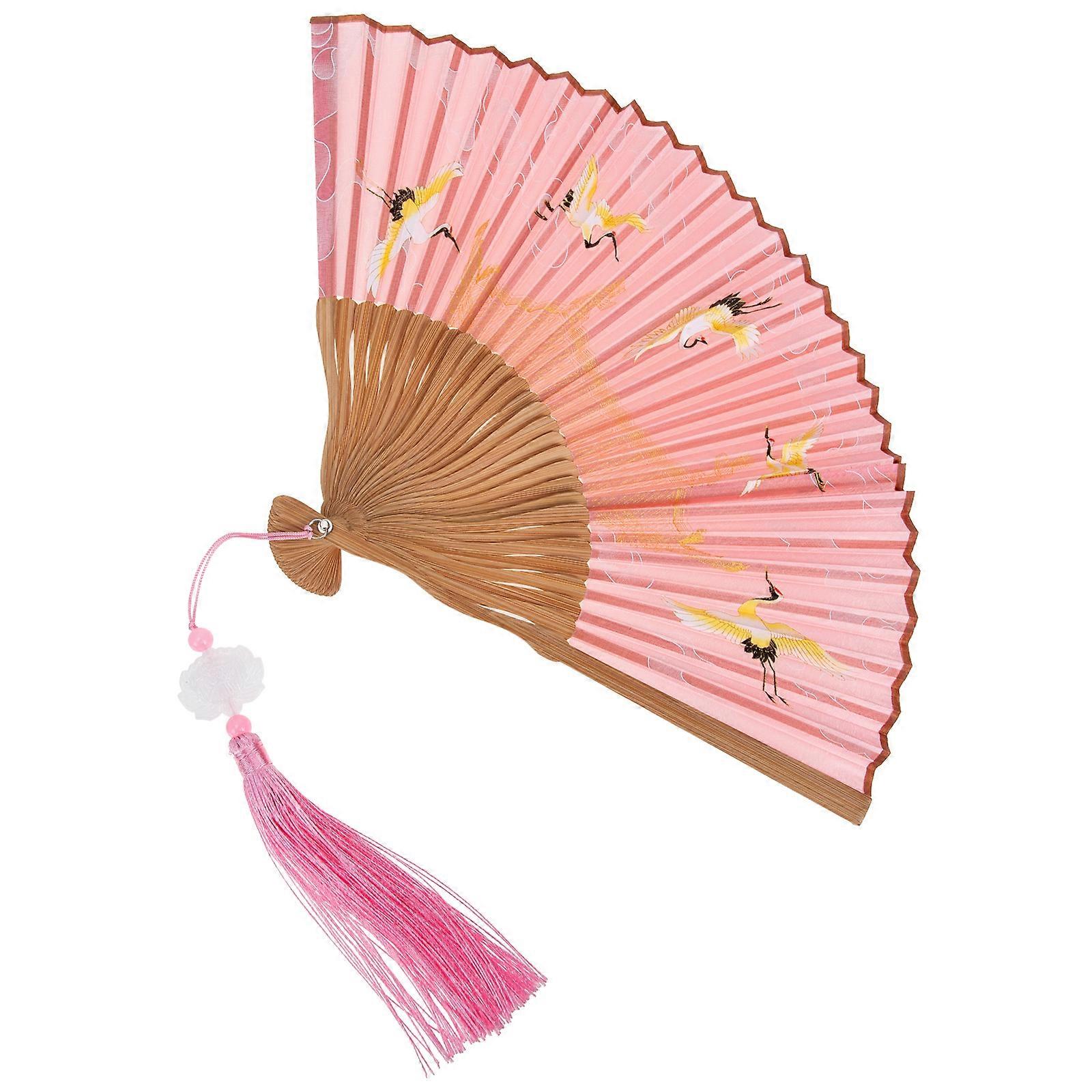 Retro Folding Fan Silk Fan for Decoration 5Pcs Set