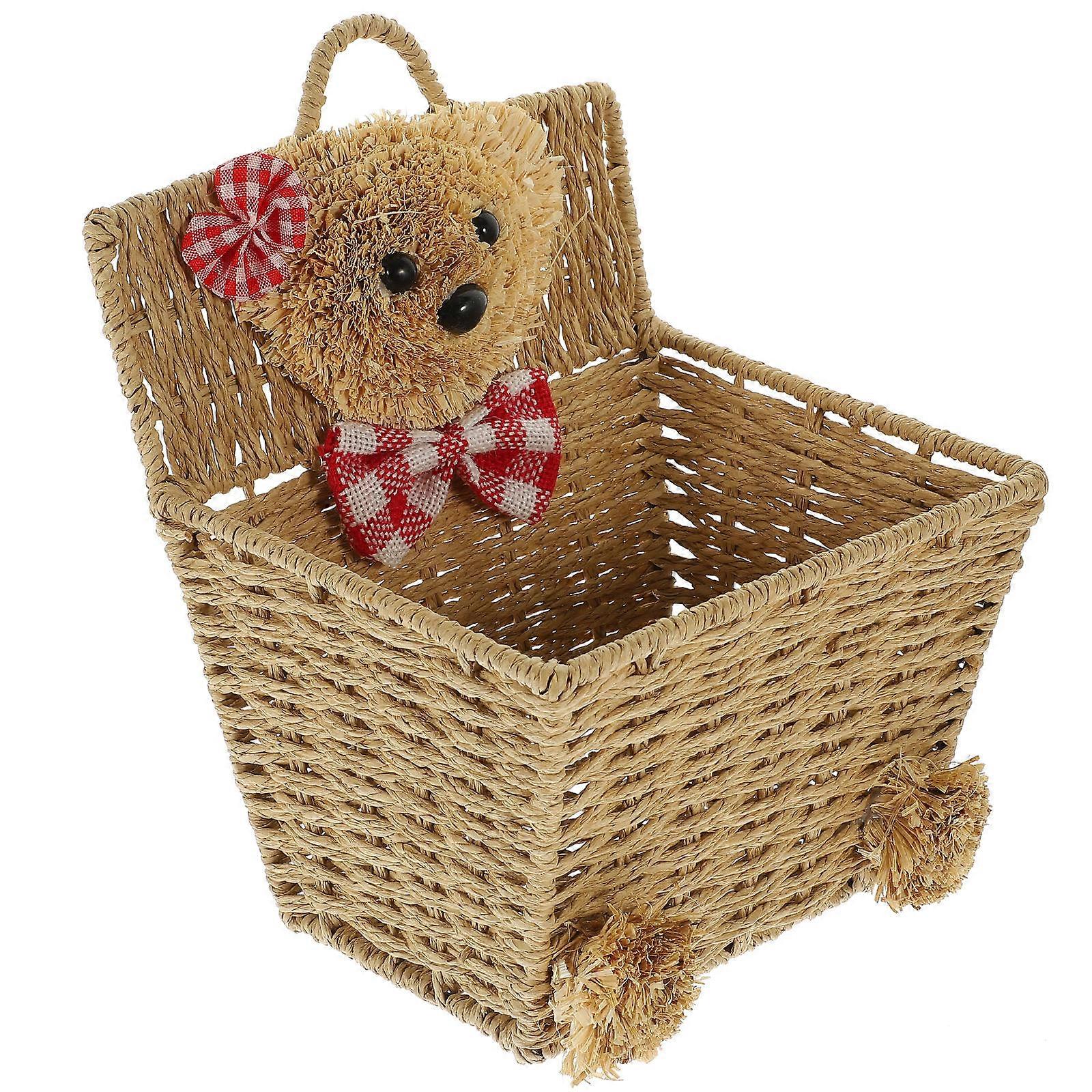 Khaki Woven Storage Basket for Storage 2Pcs Desktop Hangable Organizer
