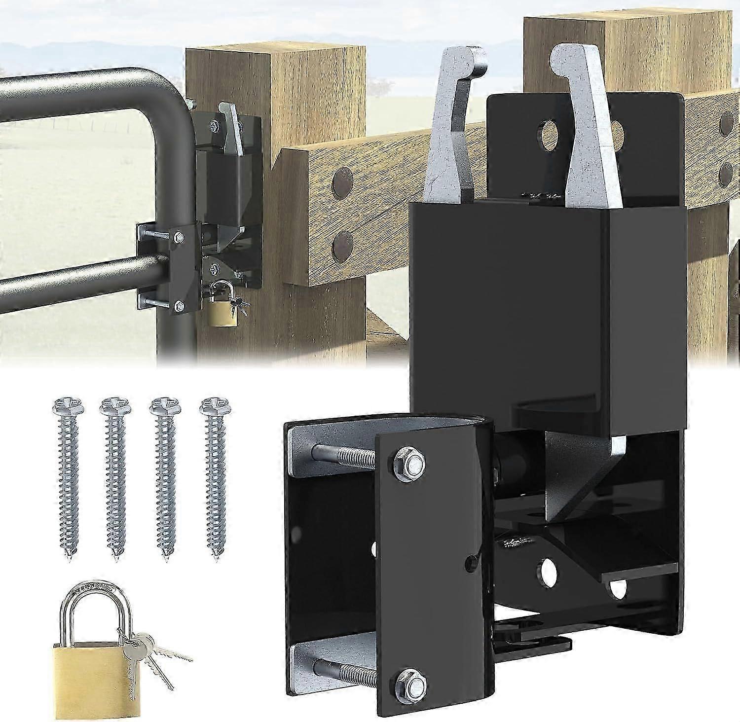 2 Way Farm Gate Latch Heavy Duty - Fence Gate Latch for Metal Gates with Padlock, Anti-Sag
