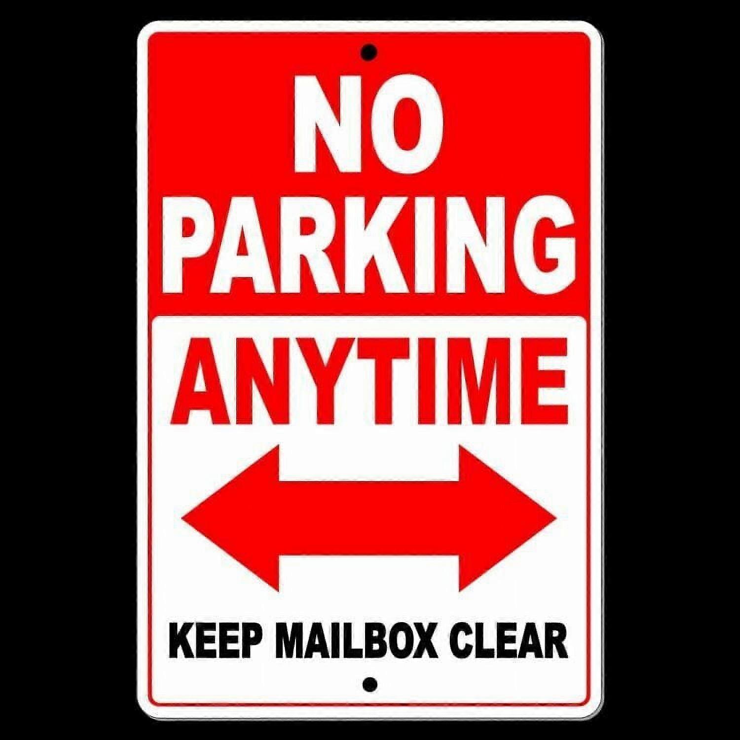 (Aluminum metal) No Parking Anytime Keep Mailbox Clear Double Red Arrow Sign METAL street Size: 8 x 12 Inch