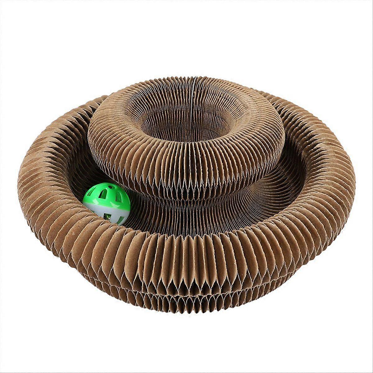 Cat Scratch Pads, Magic Organ Cats Scratcher Foldable Recyclable Accordion Cat Toy with Ball