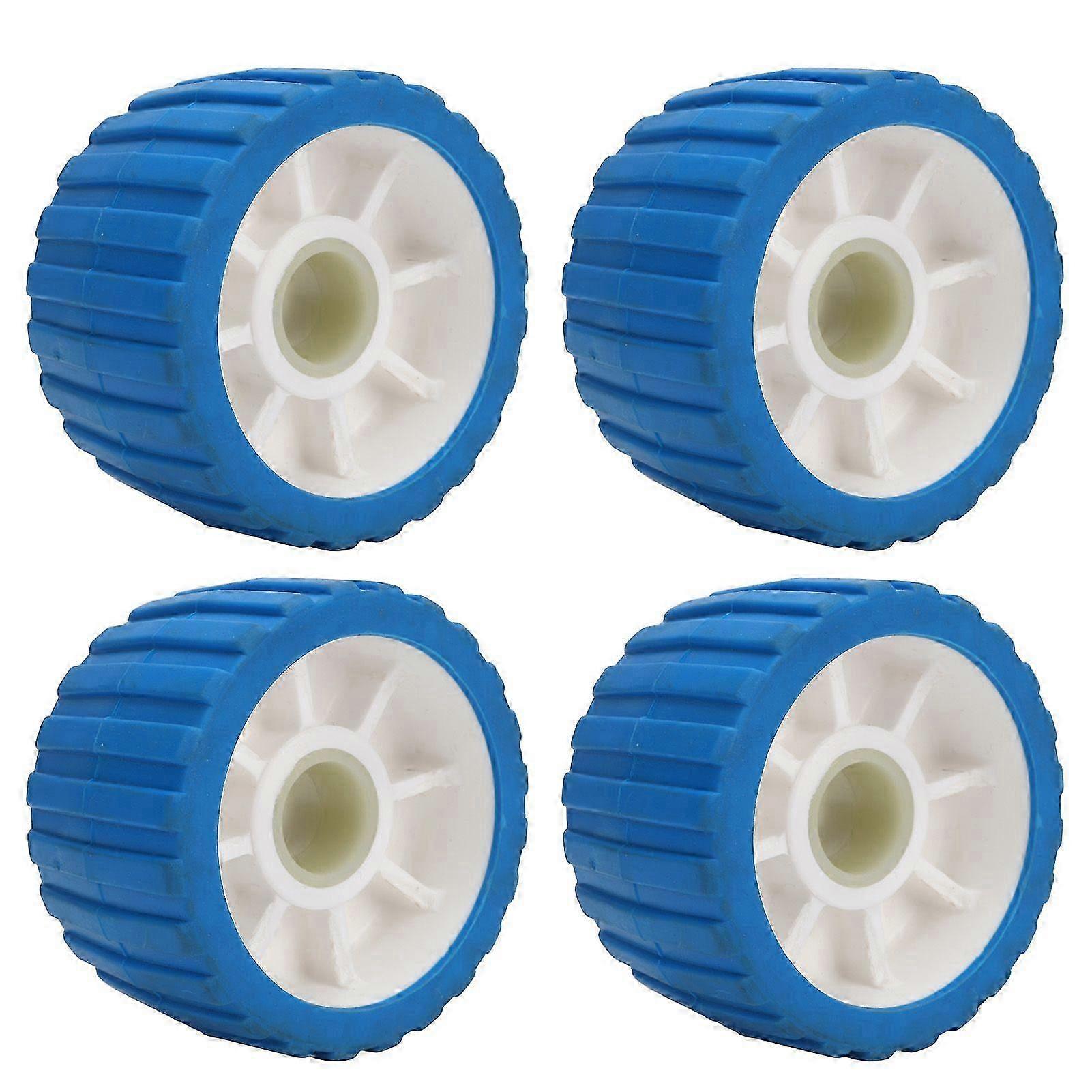 4PCS Trailer Wobble Rollers High Temp Resistant Poly Ribbed Wobble Roller for Boats Trailers 125 X 73 X 30mm Blue