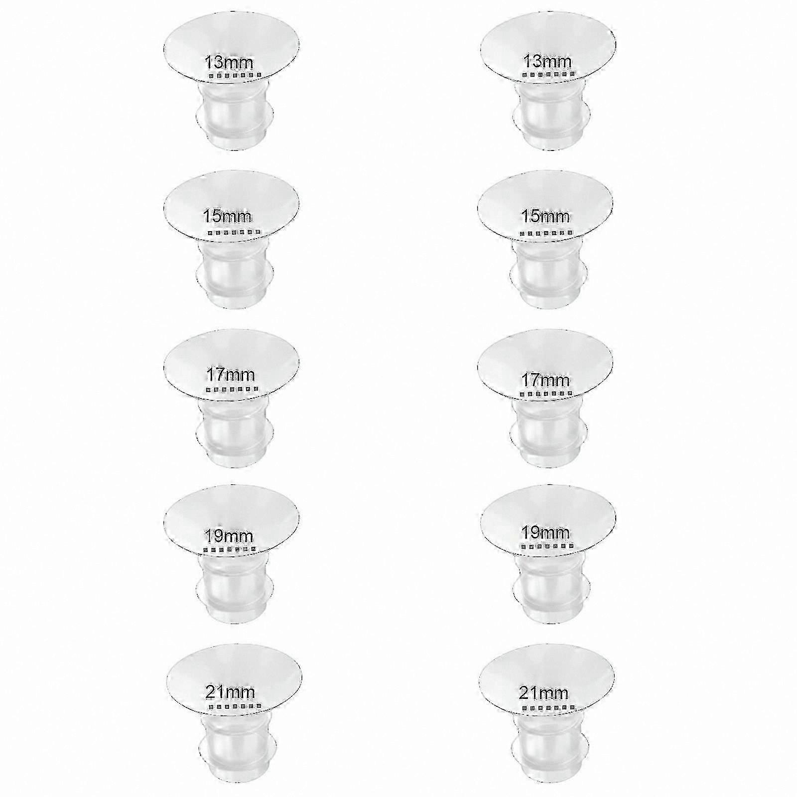 Lot de 10 inserts de bride compatibles avec les tasses de tire-lait portables, tailles 13/15/17/19/21 mm
