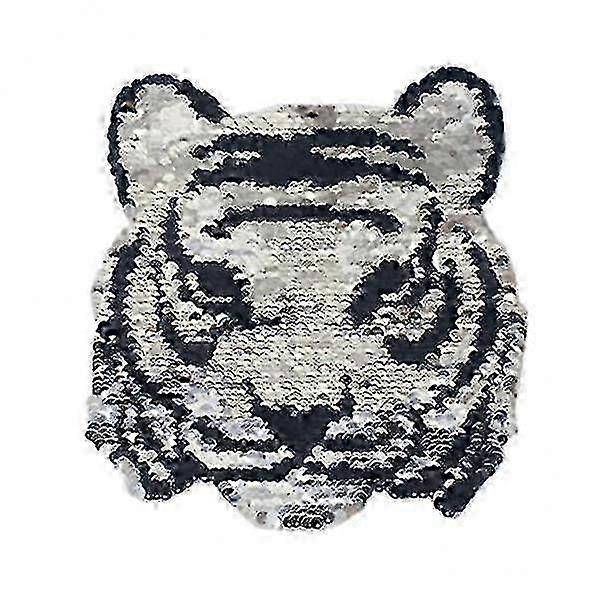 2xlovely Tiger - Sequin Iron On Applique Change Color Patch Embroidered Crafts Hr