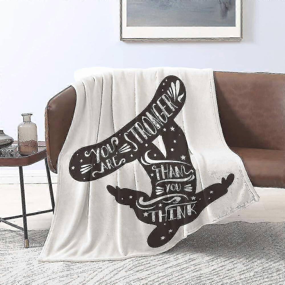 Tæppe flanneltæpper, du er stærkere end du tror vintersport inspirerende silhuet, tæpper til sofa fluffy tæppe seng tæppe soveværelse, sofa, være