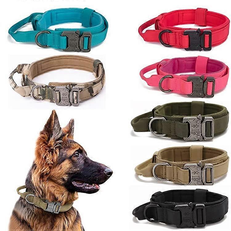 Everyday Domestic Dog Tactical Training Collar With Handle Size Large Color Camouflage Army Green