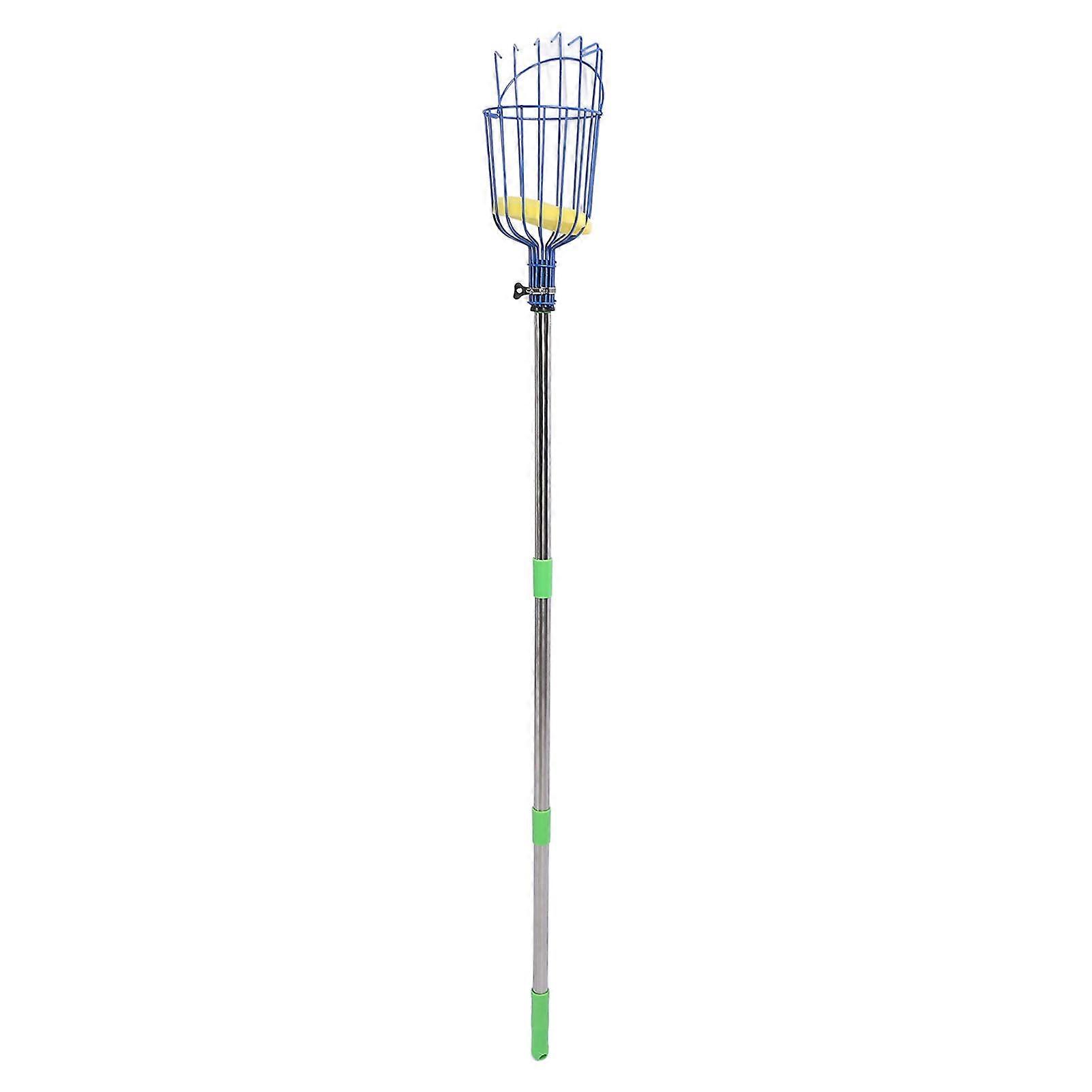 Stainless Steel Fruit Picker Tool with Basket Pole Easy to Assemble Fruits Catcher Tree Picker Length Adjustable 