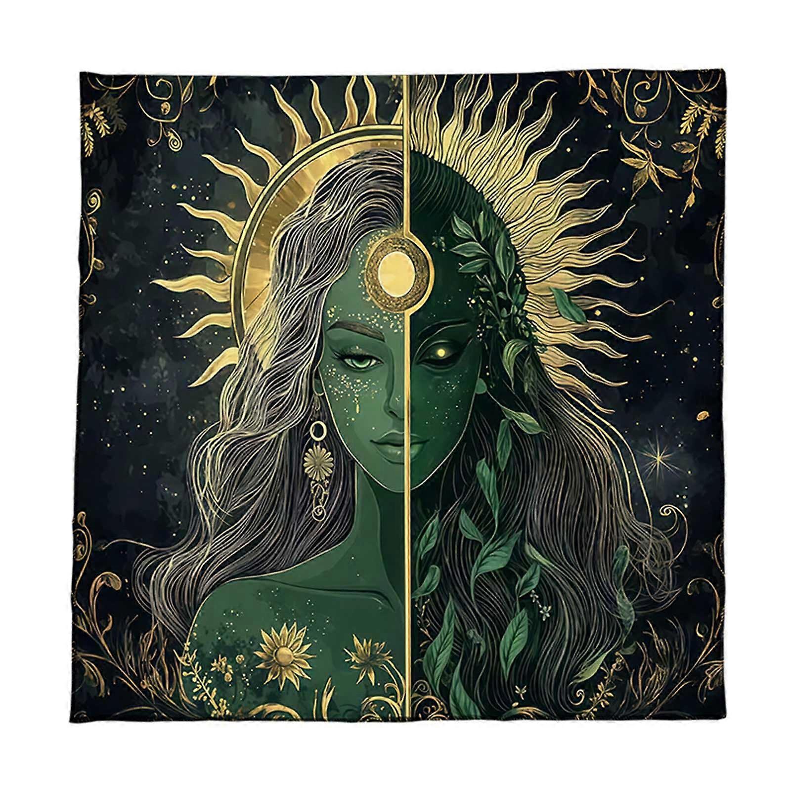 Fleece Tarots Cloth 50x50cm/60x60cm/75x75cm Soft Divination Mat with Mystical Pattern Suitable for Psychic Reading  75x75cm