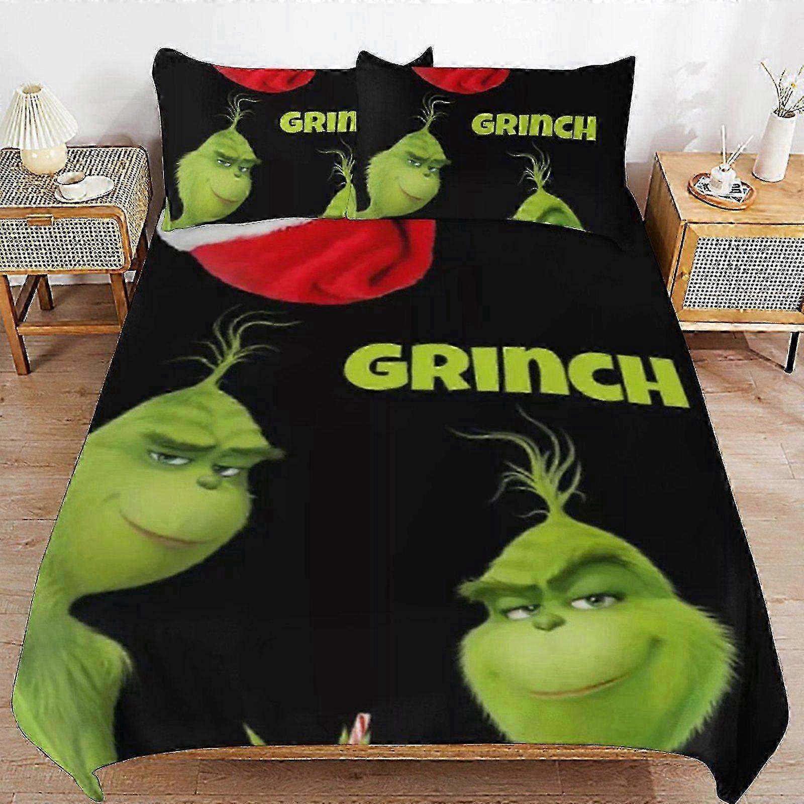 q31 The Grinch Secure Zipper Access Soft Layer Bedding Fabric High Comfort Duvet Cover Sets All Seasons Use d31