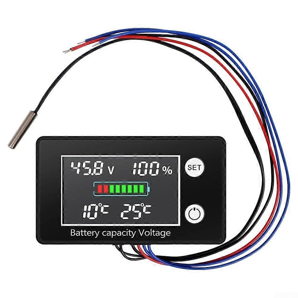 Digital DC 10V100V Battery Voltage Display With Temp Controller Lithium LeadAcid Voltage And Capacity Monitoring