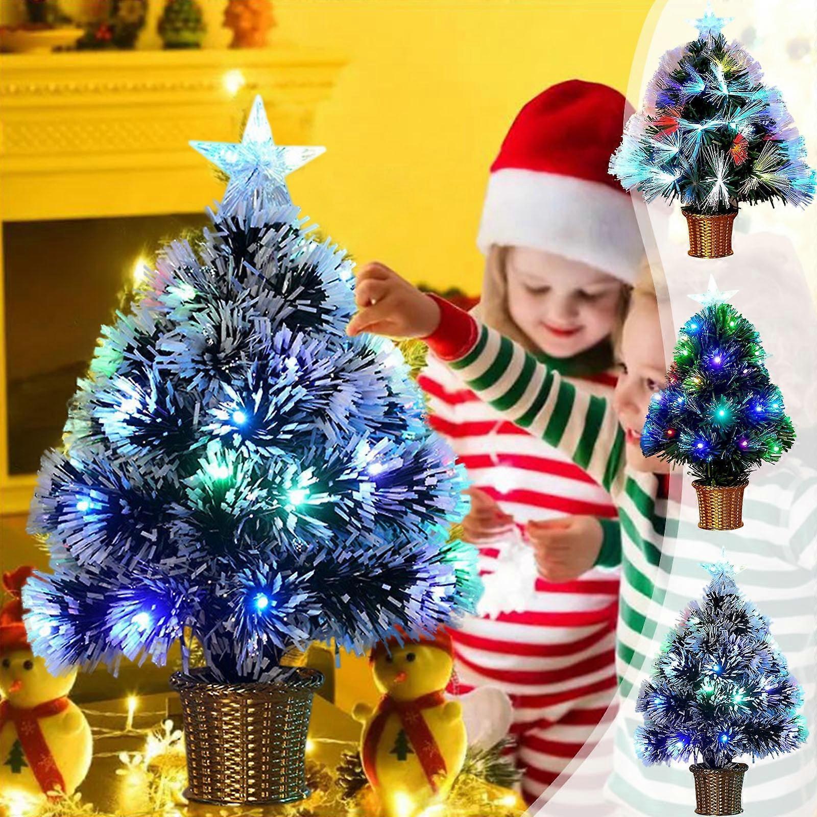 Kayannuo 17.7" USB-Powered Artificial Christmas Tree with Lights, Small Decorations for Home Office Party - Compatible with Christmas Ornaments
