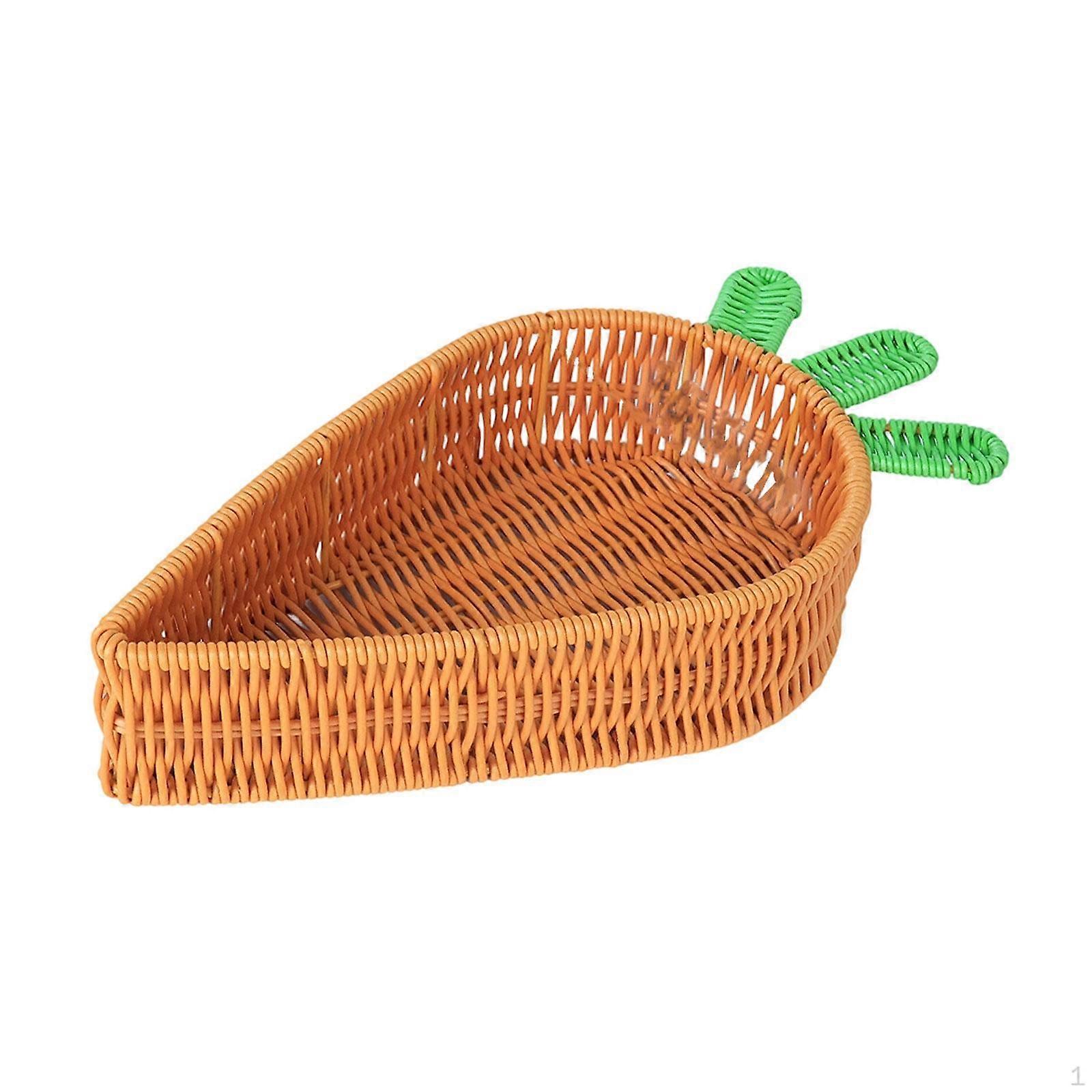 Rattan Woven Fruit Basket Vegetable Storage Easter Snack Bread Serving Tray Handmade