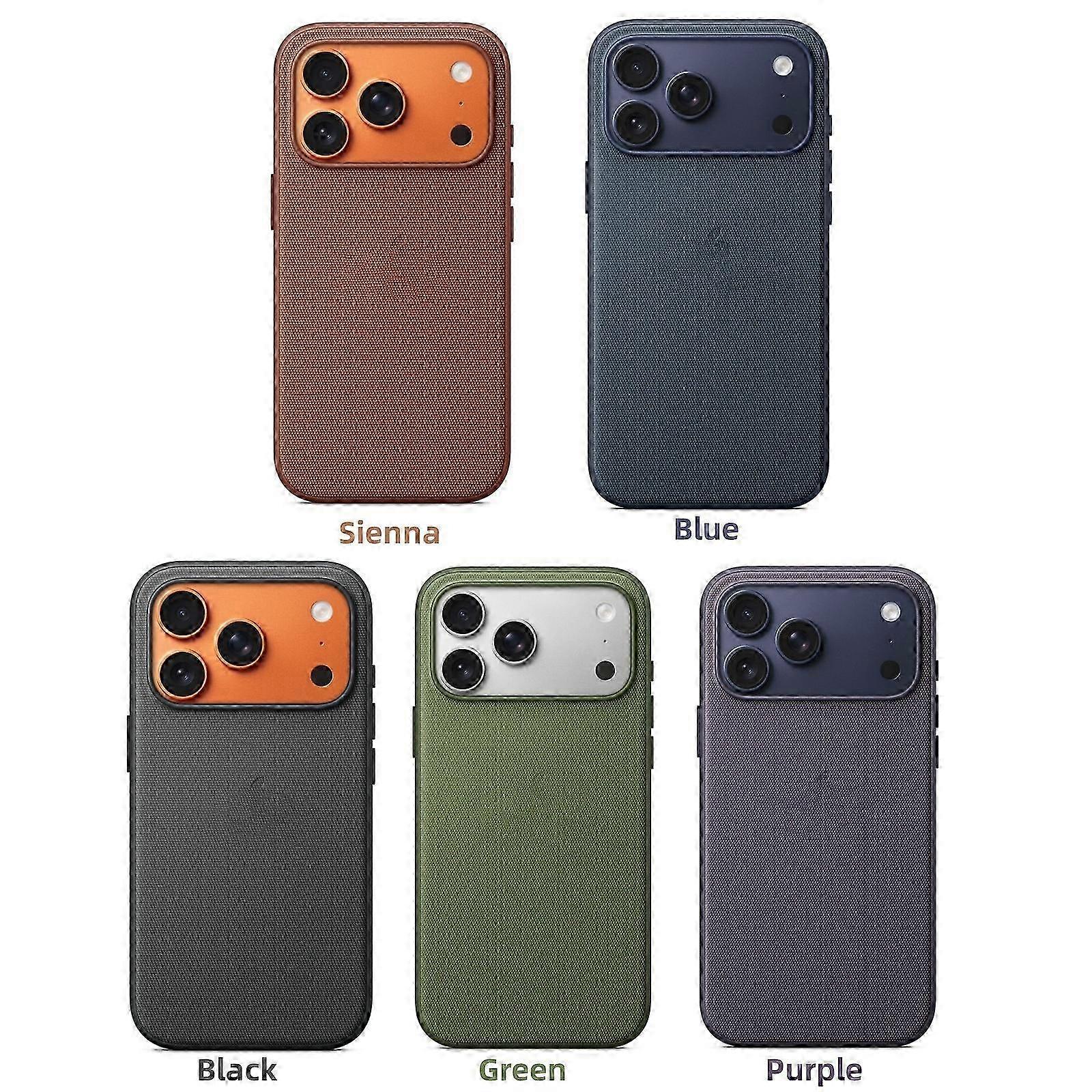 Capa para iPhone 17 Pro Max com tecido TechWoven e proteção MagSafe, cor Siena e logotipo, mais vendida.