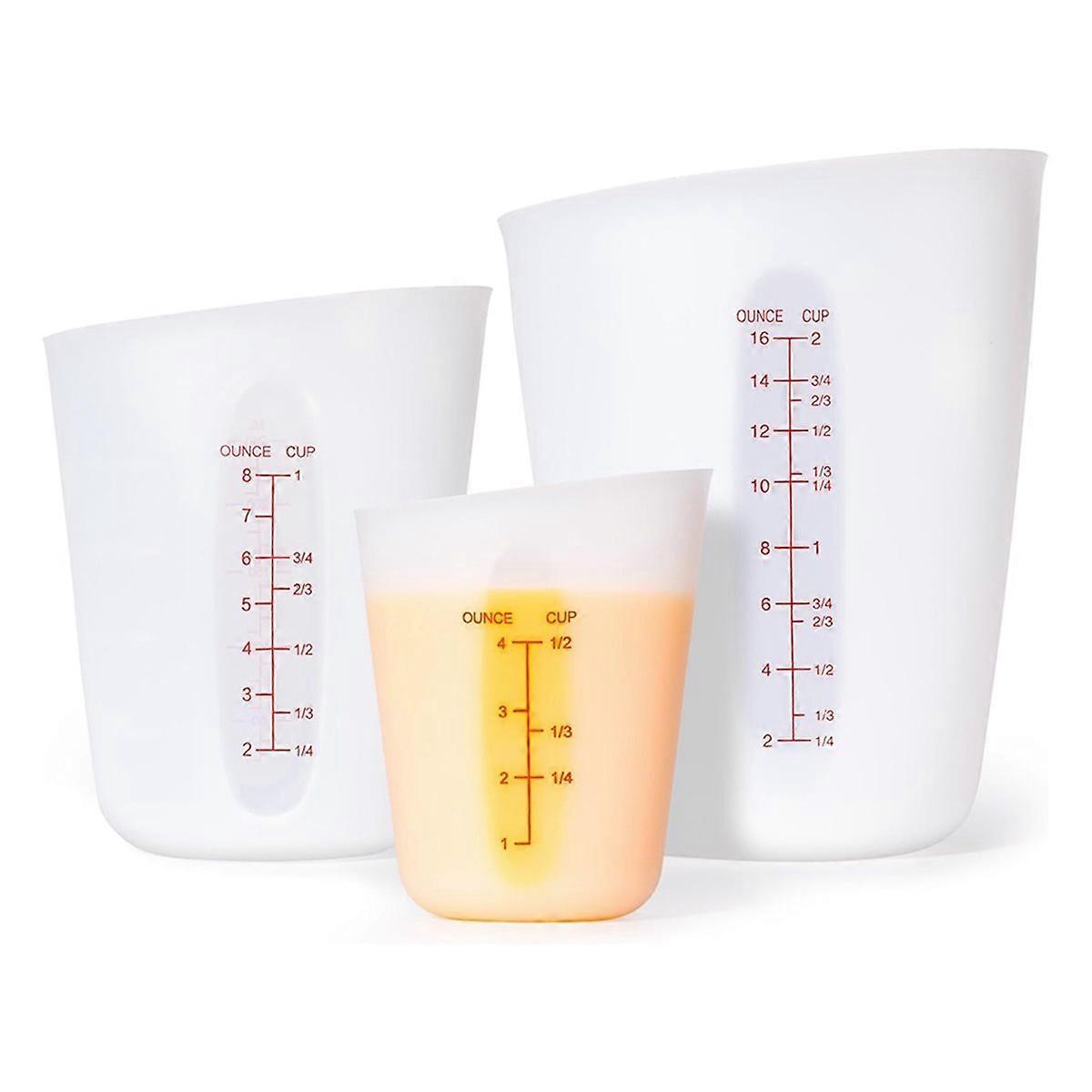 3 Pcs Silicone Measuring Cup Sets Squeeze Pour Liquid Measuring