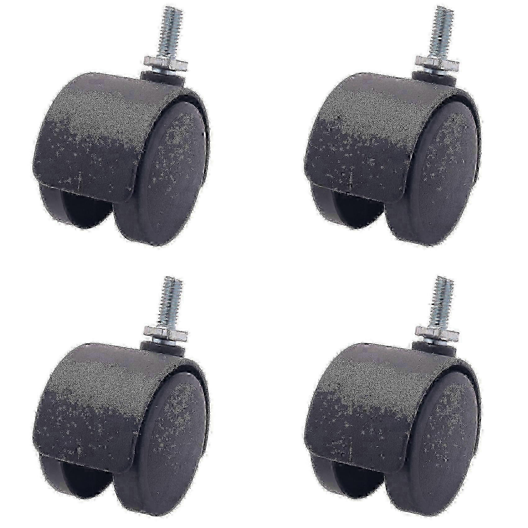 6mm Threaded 40mm Dual Wheel Rotatable Caster Black