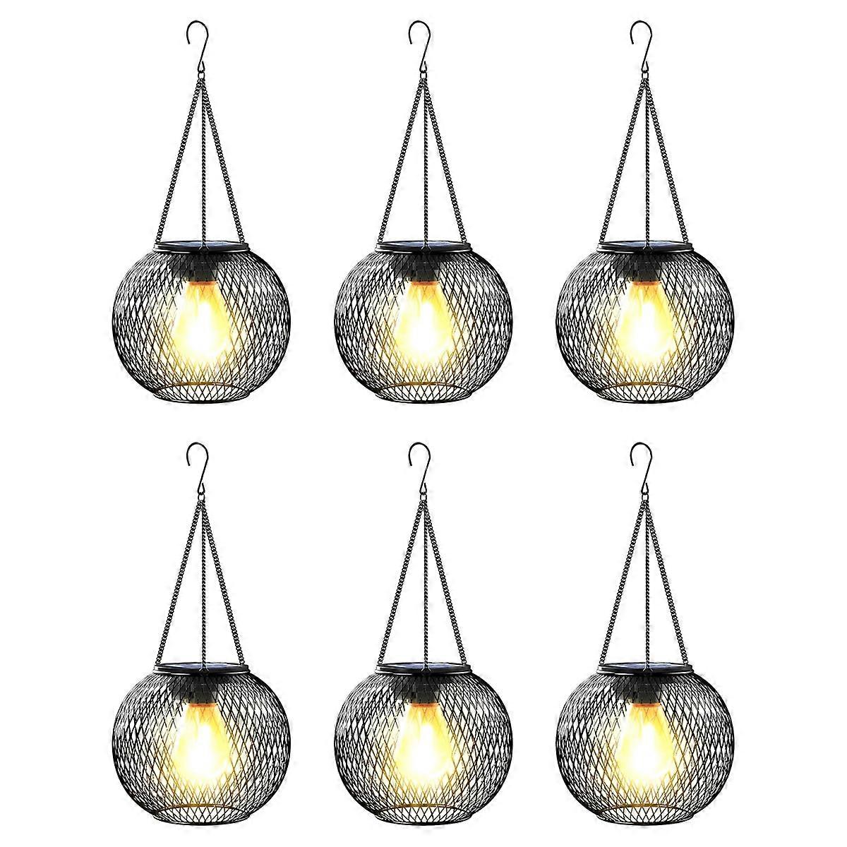 6 Pack Solar Powered Lanterns Automatic Lighting At Night with Hang Hook Design Waterproof Durable Decorative Lamp