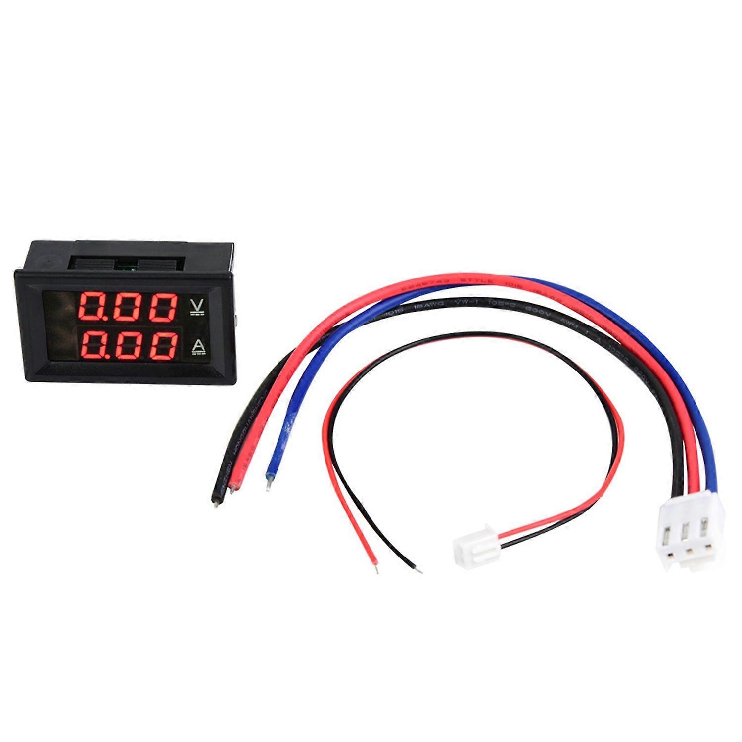 3 Digit DC 0-100V 50A/10A Voltmeter Ammeter Gauge Dual LED Panel (Red & Red-10A)