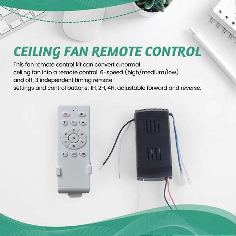 Universal Ceiling Fan Remote Control Kit Low Voltage 50w Dc Fan Light Driver Controller 6-Speed & Timing Remote