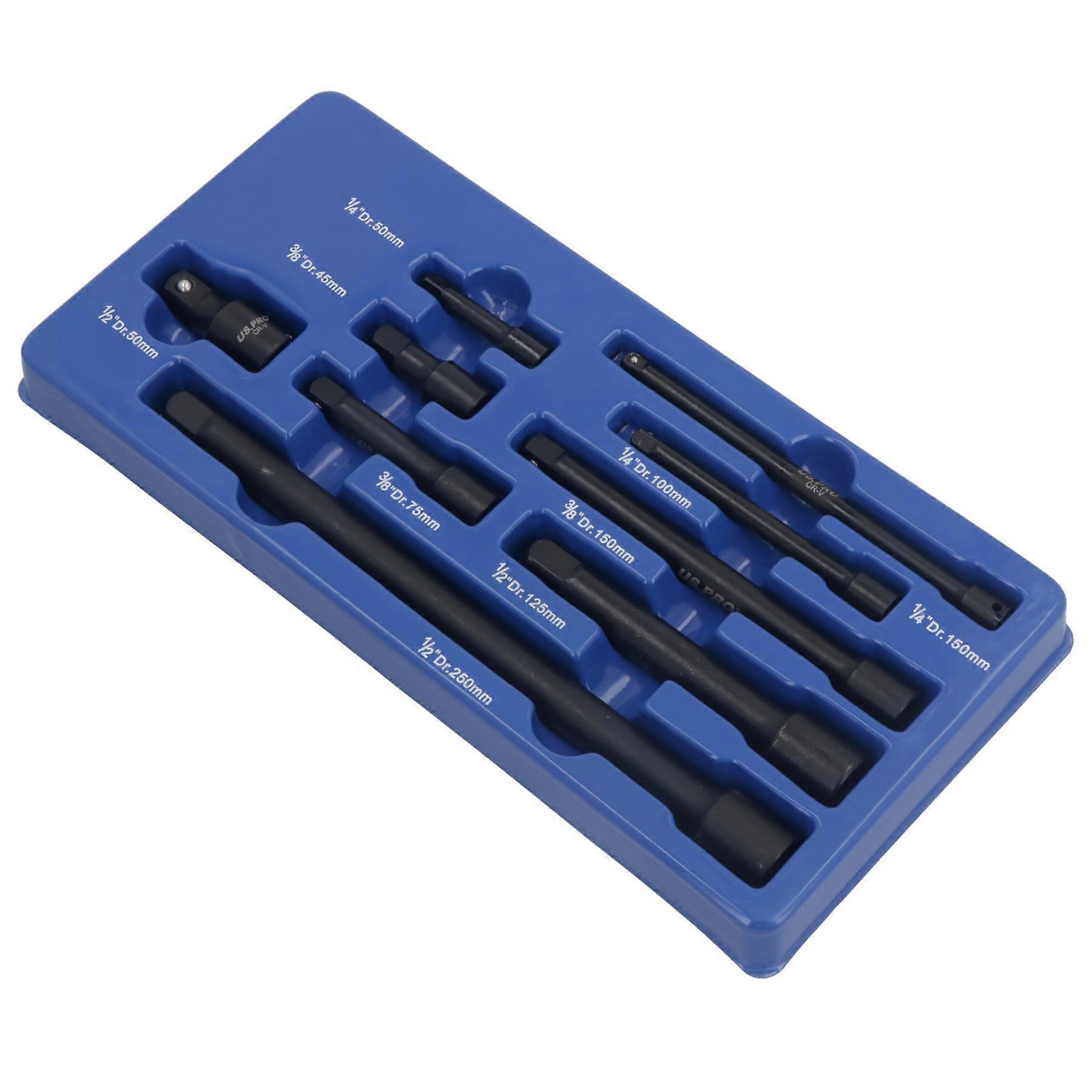 9pc Mixed Drive Impacted Impact Socket Extension Bar Set 1/4" 3/8” 1/2" Drive