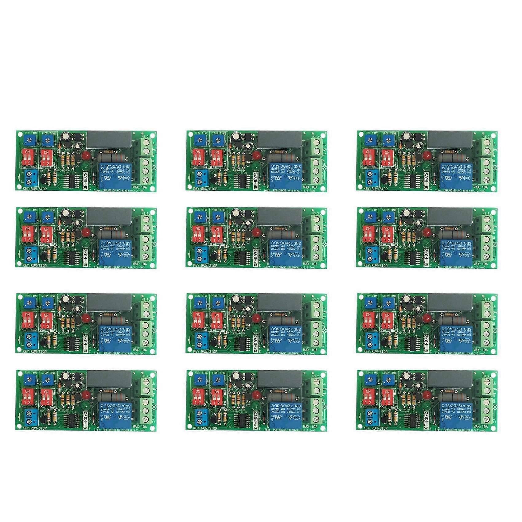 12PCs Dual Time Adjustable Cycle Delay Timing Relay Repeat on OFF Switch Infinite Loop Timer Module AC 100V 110V 240V