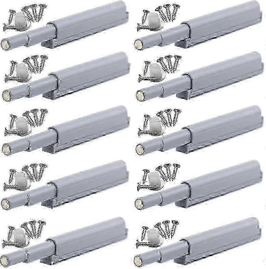 Push-to-Open Magnetic Latches for Cabinet Doors - 10 Pieces Set (Easy Installation, No Handle Needed) w