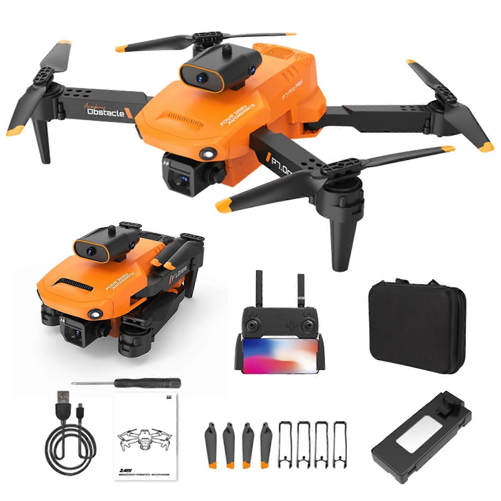 WJSXC Drone with Camera, 8K HD Aerial Photography, Foldable RC Drone with 4-Side Obstacle Avoidance, Orange