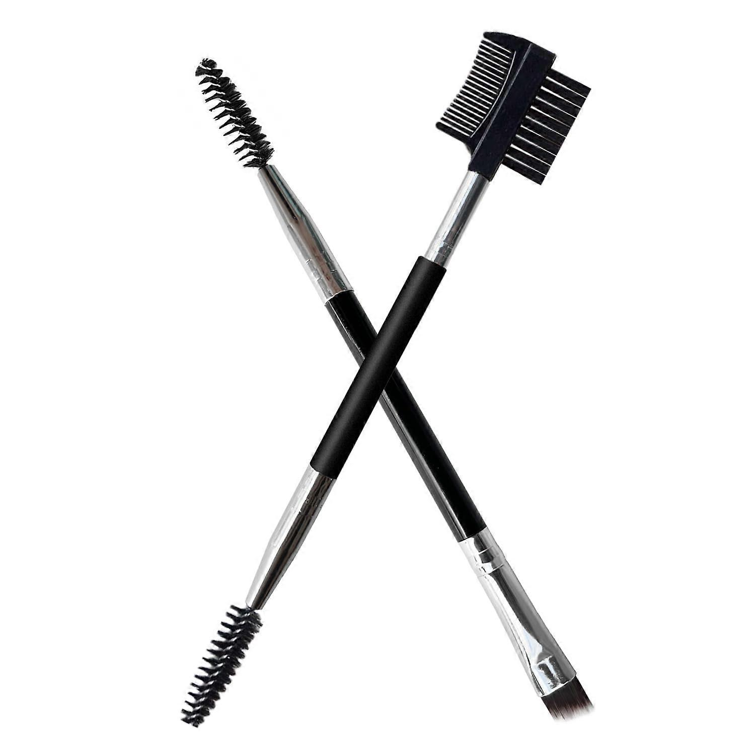 2pcs Dual Head Eyebrow Brush Comb and Eyelash Separator 3in1 Grooming Tool EC01
