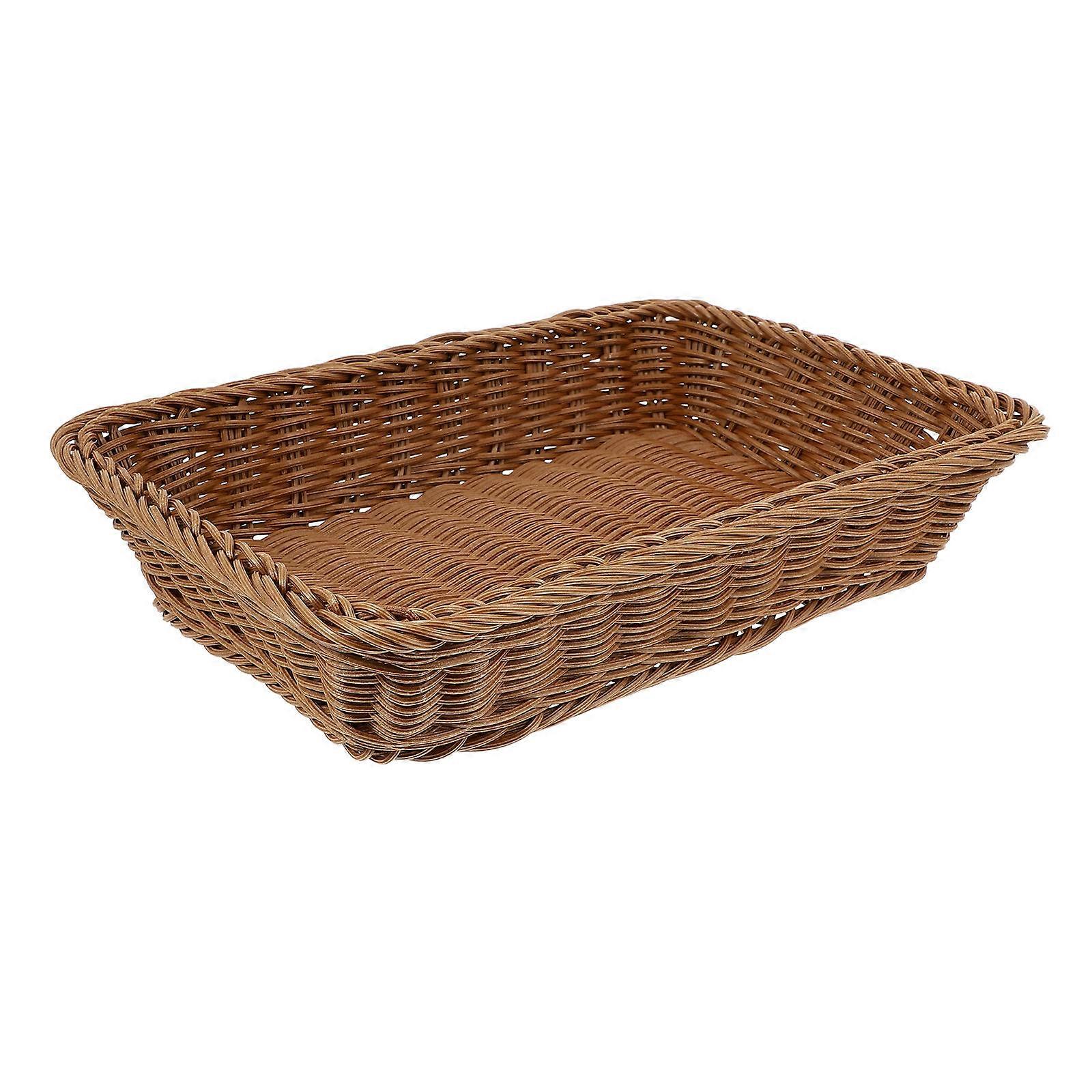 Fruit Basket Home Bread Basket for Serving 4Pcs Hand-Woven Light Brown