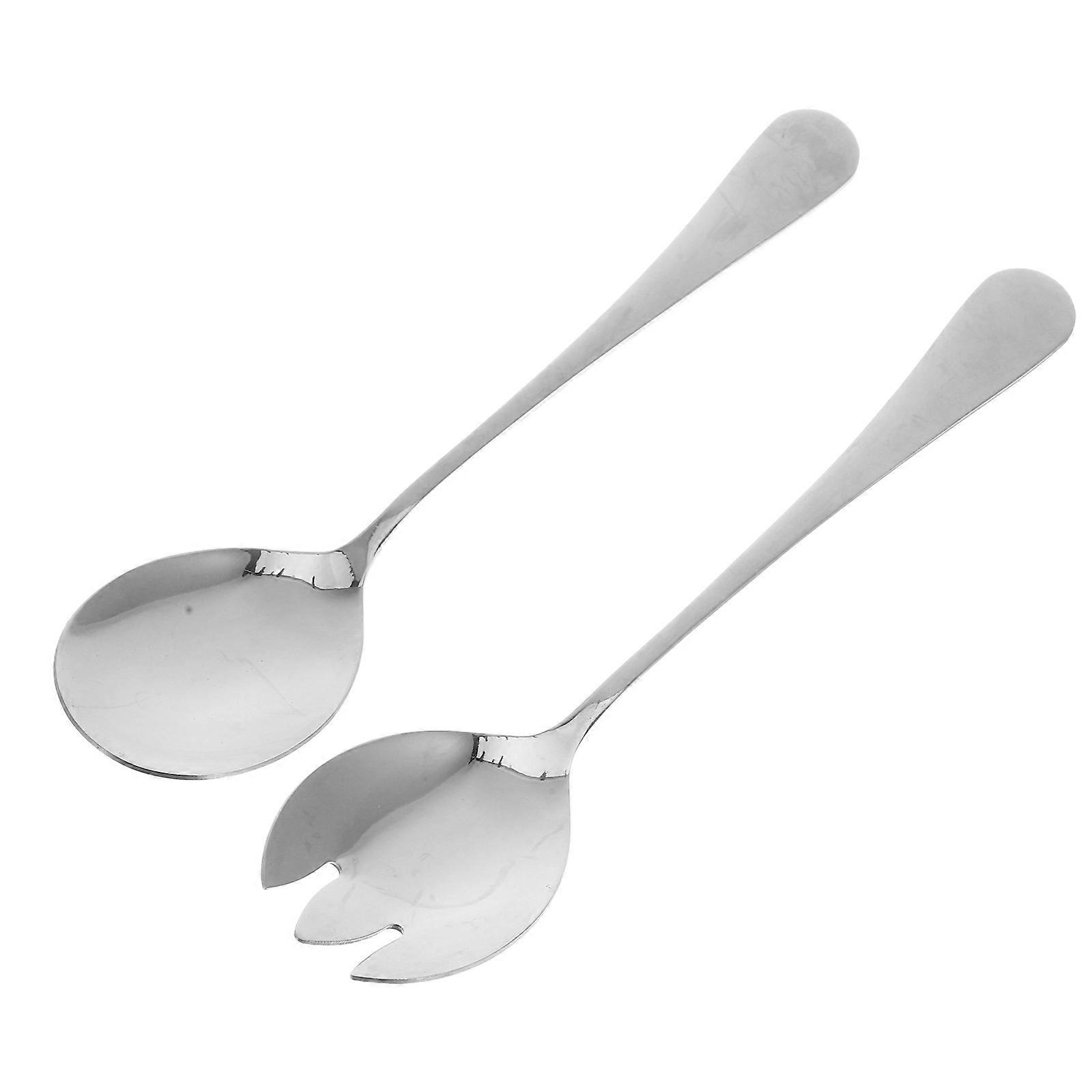 Salad Utensils Stainless Steel for Serving 1Set Silver Ergonomic Spoon Fork
