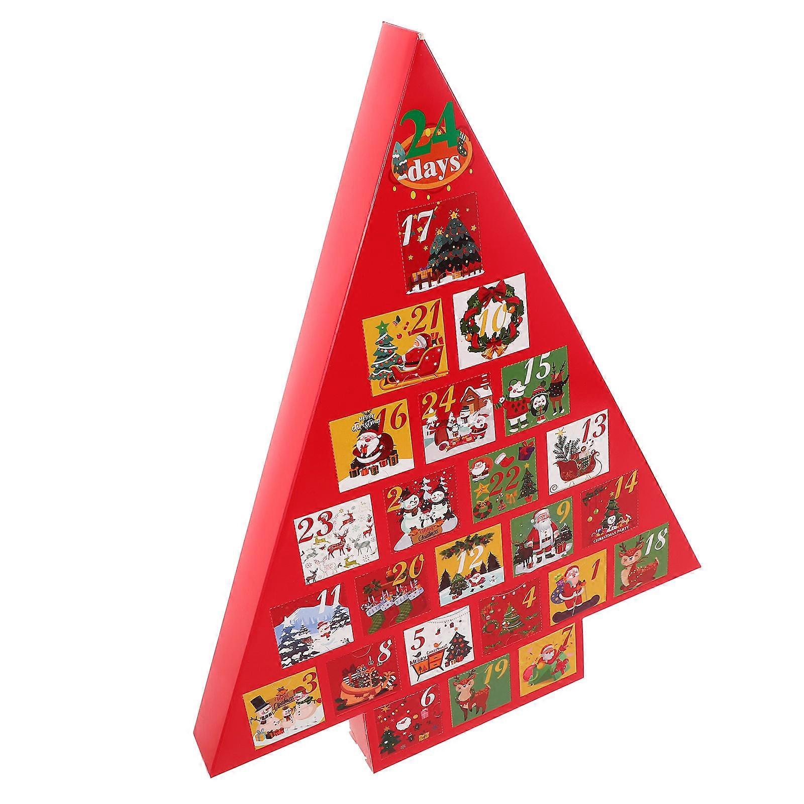 Red Paper Advent Calendar Box for Holiday Countdown with 24 Days