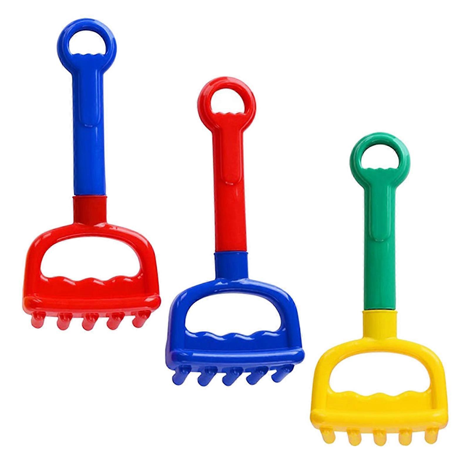 Sand Rake Toy Plastic Beach Toys for Playing 3Pcs Assorted Colors Set