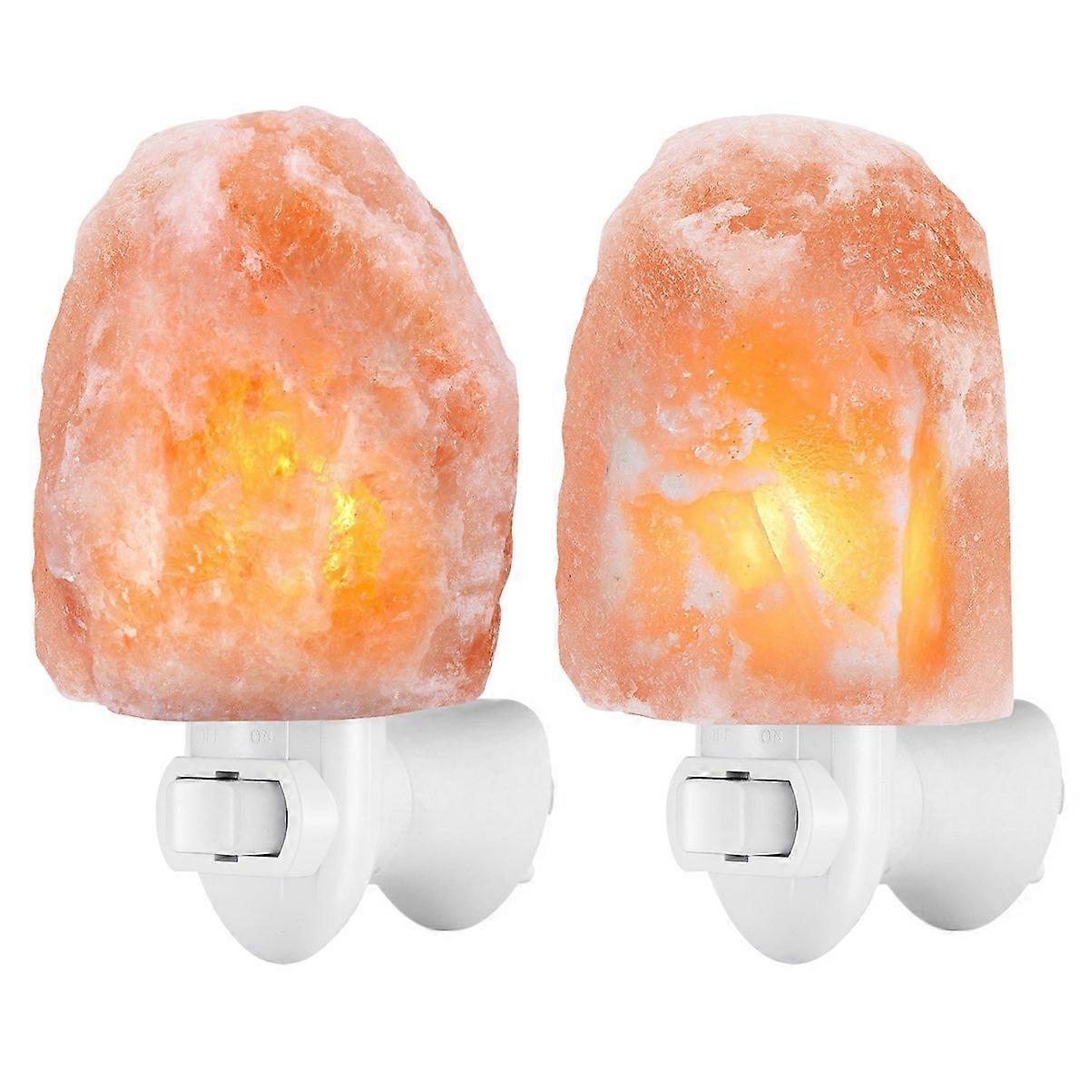 Hand Carved Himalayan Salt Lamp 2 Pack with Warm Amber Glow and ULCertified Plug