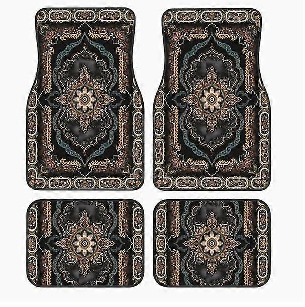 Bohemian Car Floor Mat Set of 4 Non Slip All Weather Protection Universal Fit Vibrant Persian Style
