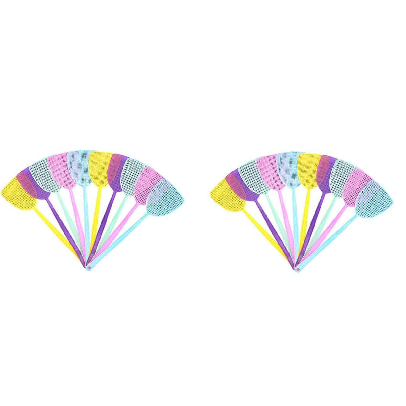 Fly Swatter 20 Pack Plastic Long Handle Fly Swat Manual Swat Pest Control for Flies and Mosquito Multi-Color Random