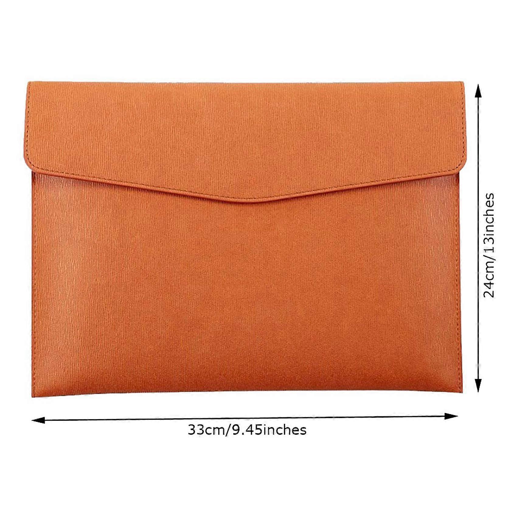 2X PU Leather A4 File Folder Document Holder Waterproof Portfolio Envelope Folder Case with Snap Closure(Brown)