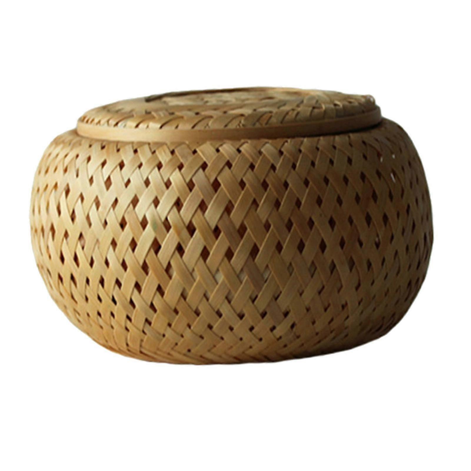Storage Basket Large Capacity Widely Applied Double-layer Creative Bamboo Woven Basket For Kitchen