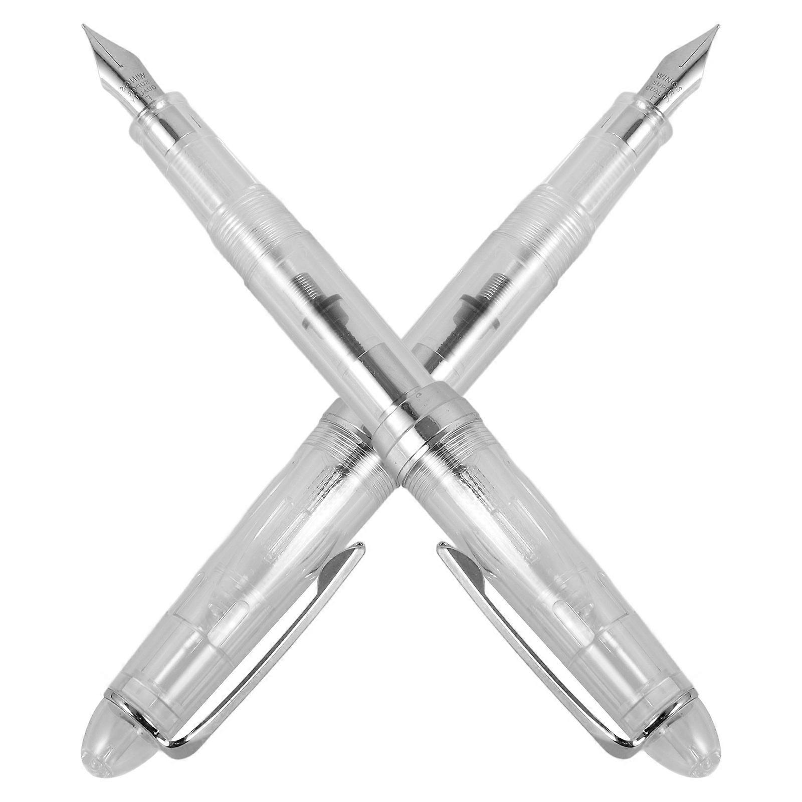 2Pcs Fountain Pen for Calligraphy Practice with Ink Absorber and Multi Function Clear Design