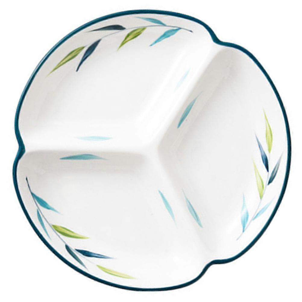 Ceramic Three Grid Plate Divided Dinner Plate for Home Use Practical Food Serving