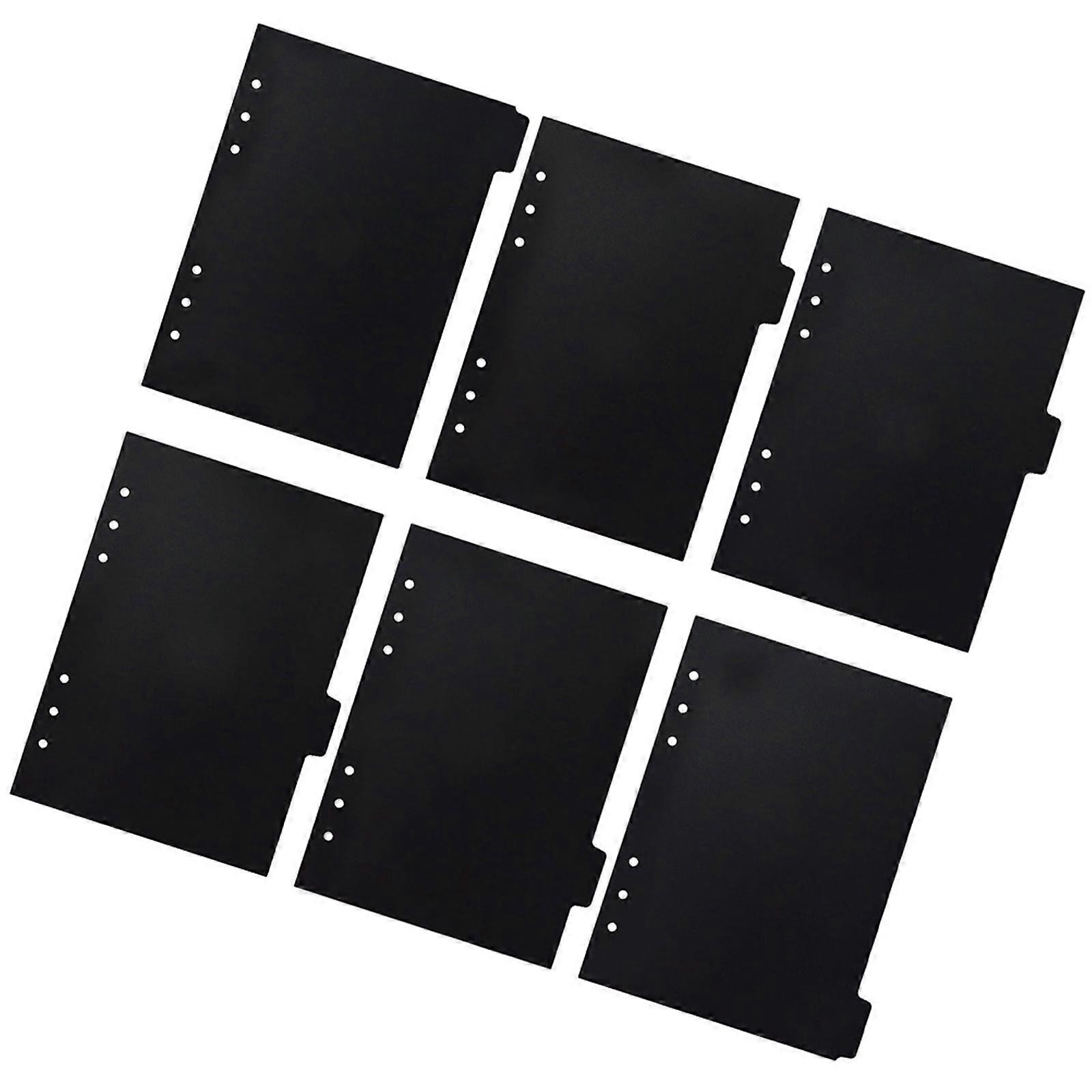 A5 Binder Divider Tabs for Notebook 6Pcs Black PP Material