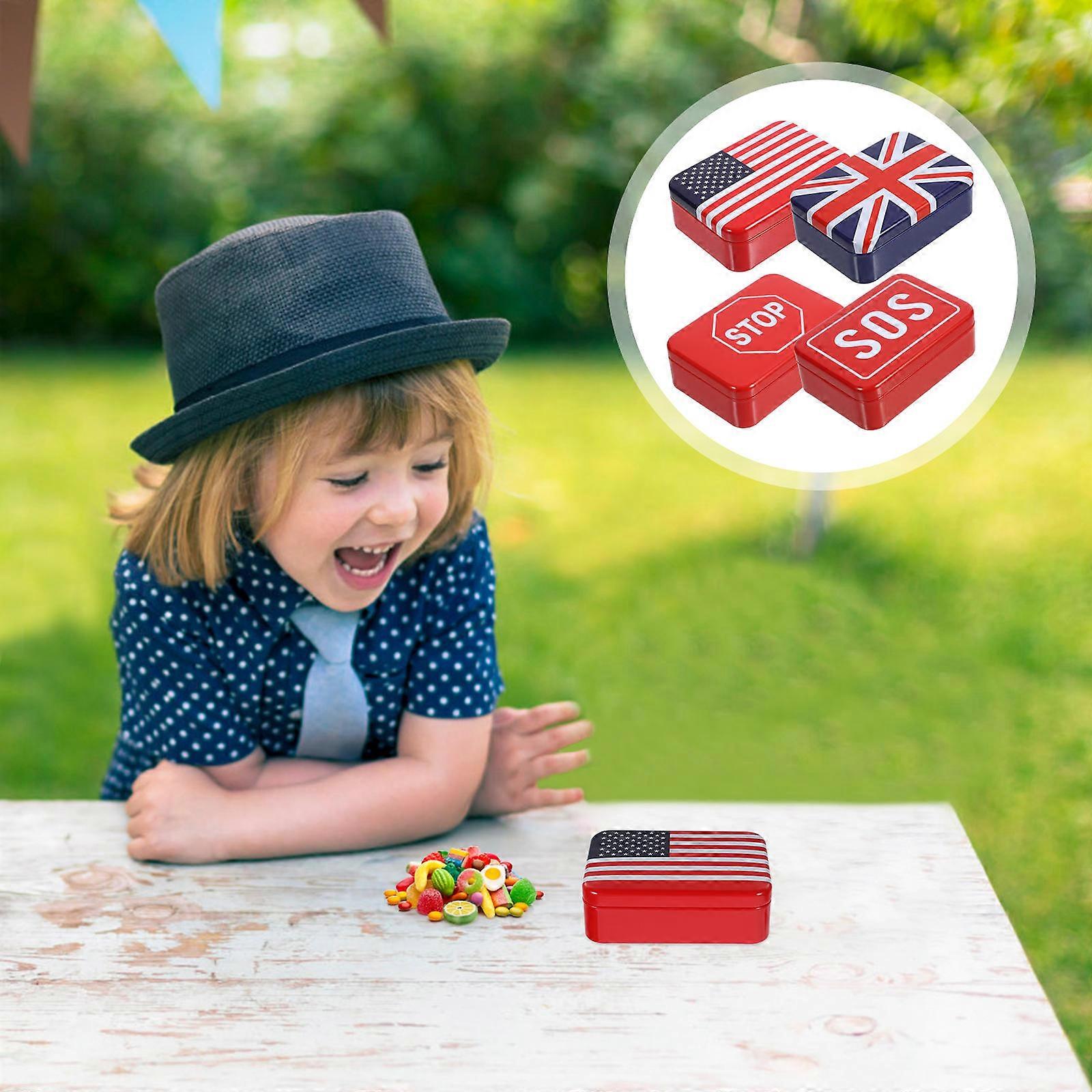 Candy Box Tinplate Storage Box for Home Use 4Pcs with Lid Decorative Set