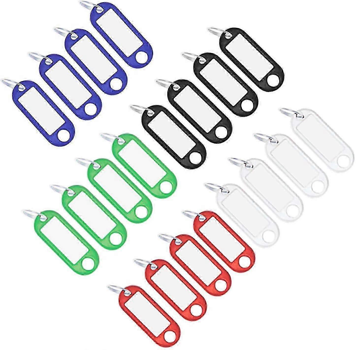 20 Pack Durable Plastic Tag Keychains, Luggage Tag, 5 Colors-CE 26s