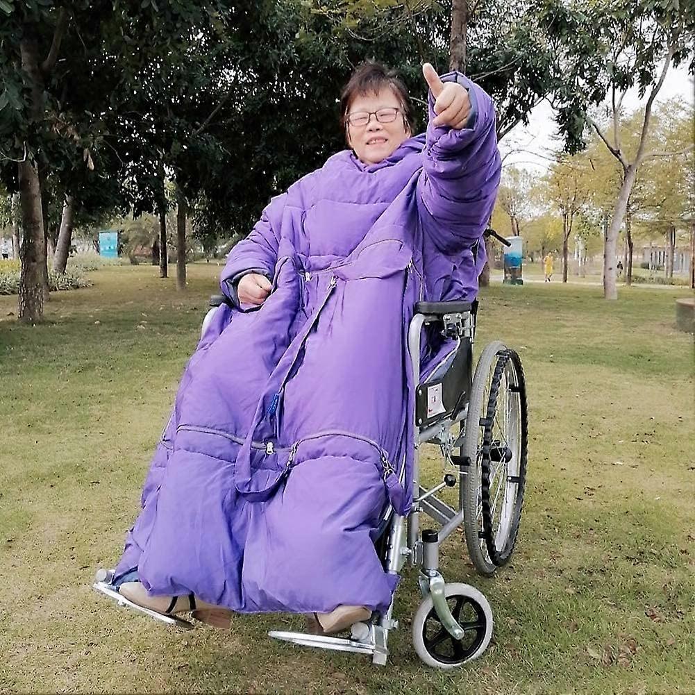 Wheelchair Blanket with Windproof Outer Layer and Plush Inner Lining for Enhanced Leg Warmth Purple M